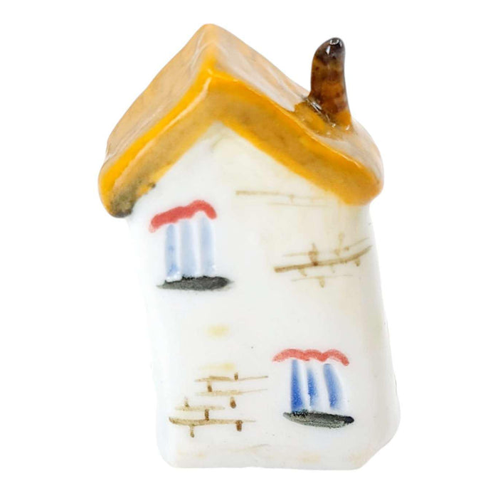 Collectible - Tiny House (White Walls, Brown Door, Light Brown Roof) by Mist Ceramics