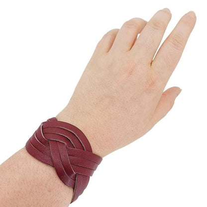 Cuff - Braid Reversible (Cranberry Red and Gray Taupe) by Oliotto