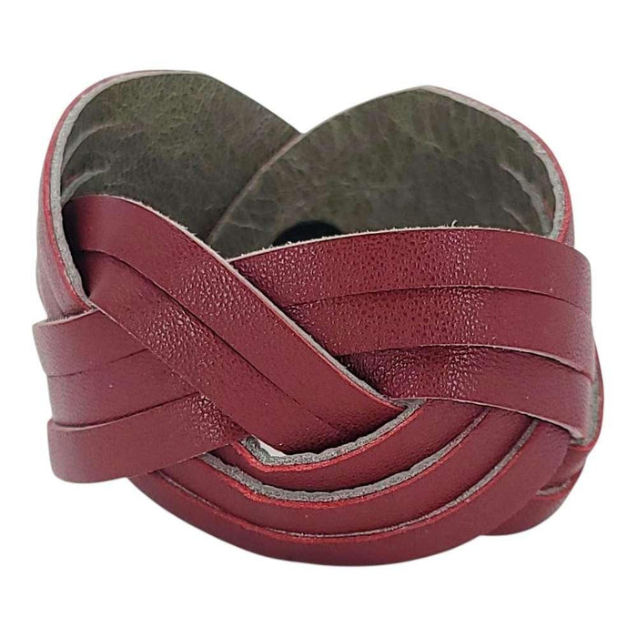 Cuff - Braid Reversible (Cranberry Red and Gray Taupe) by Oliotto
