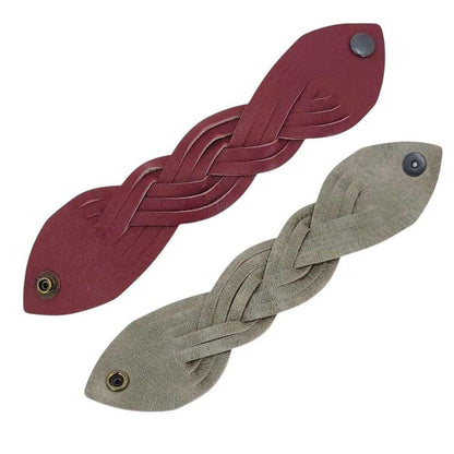 Cuff - Braid Reversible (Cranberry Red and Gray Taupe) by Oliotto