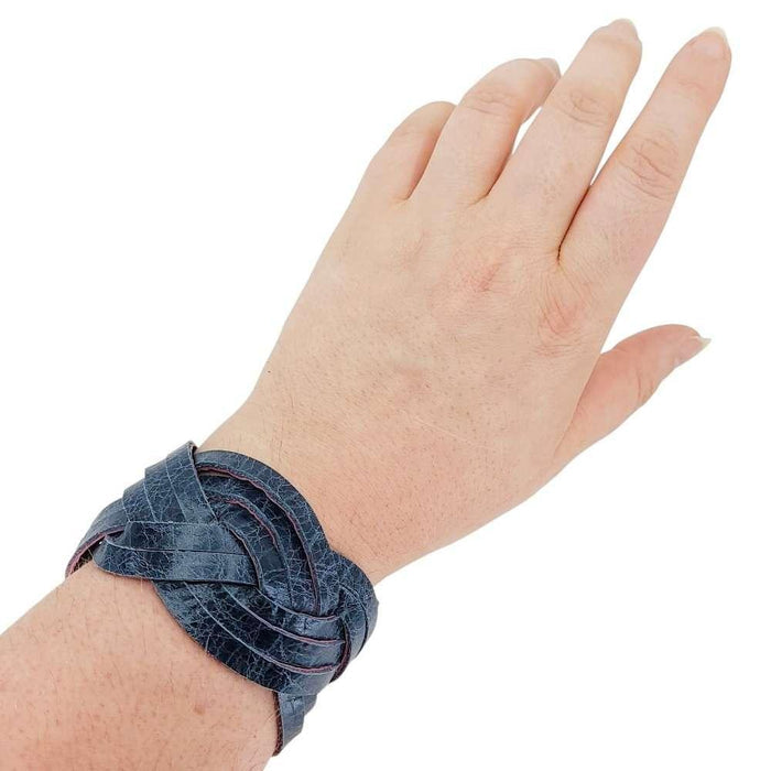 Cuff - Braid Reversible (Cranberry Red and Midnight Blue) by Oliotto