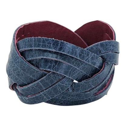 Cuff - Braid Reversible (Cranberry Red and Midnight Blue) by Oliotto
