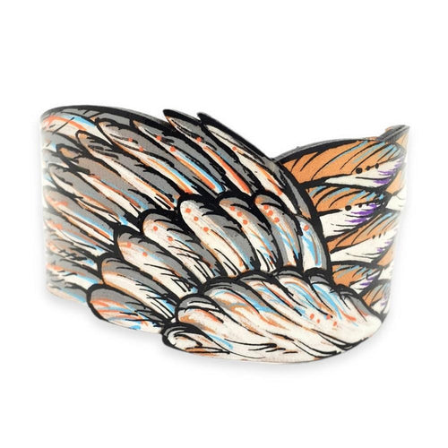 Cuff - Tuft + Plume Hand-painted Leather by Timmy Mays