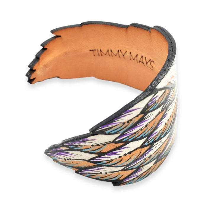 Cuff - Tuft + Plume Hand-painted Leather by Timmy Mays