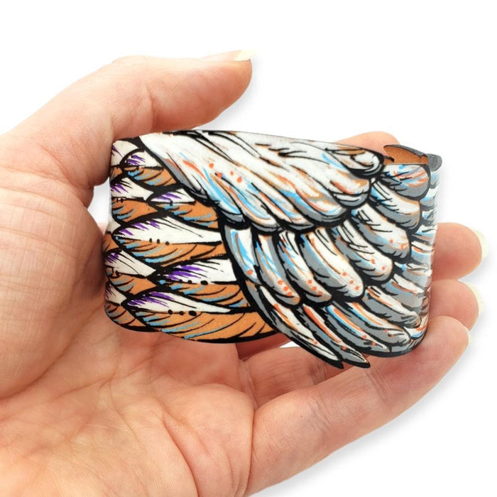 Cuff - Tuft + Plume Hand-painted Leather by Timmy Mays