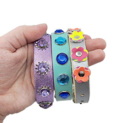 Dog Collar - XS-S - Aqua with Large Crystals by Greenbelts