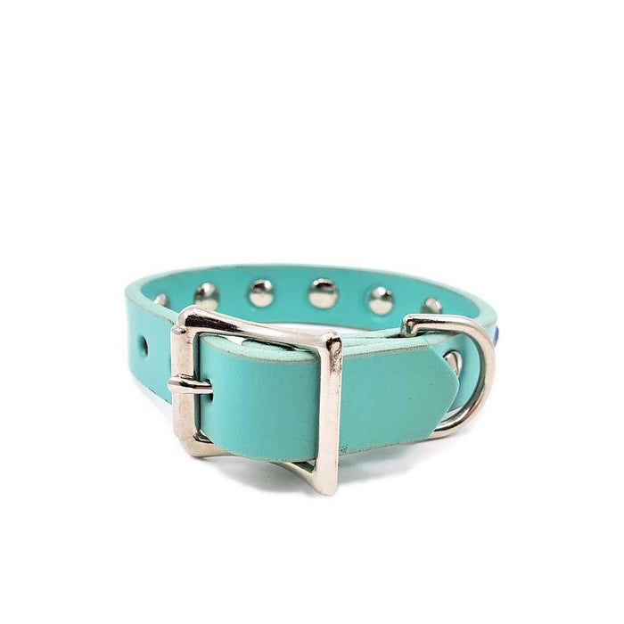 Dog Collar - XS-S - Aqua with Large Crystals by Greenbelts