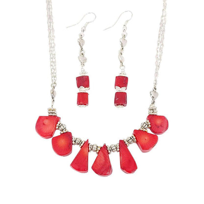 Earrings - Double Cube Drops (Red Coral) by Tiny Aloha
