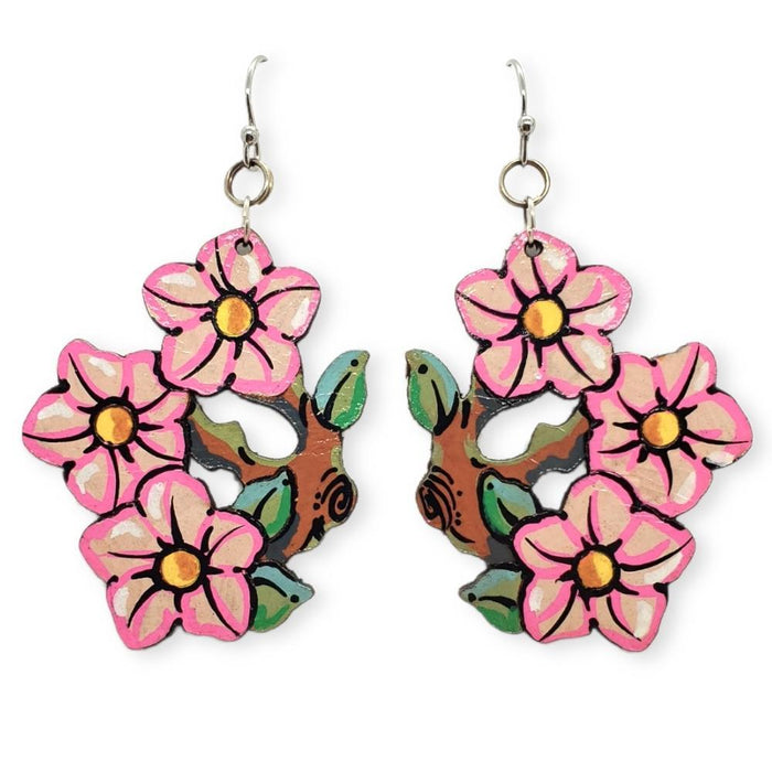 Earrings - Hanami Hand-painted Leather by Timmy Mays