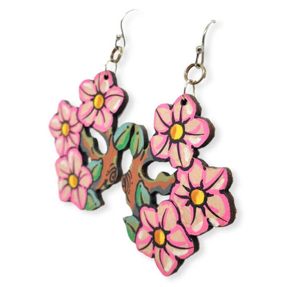 Earrings - Hanami Hand-painted Leather by Timmy Mays