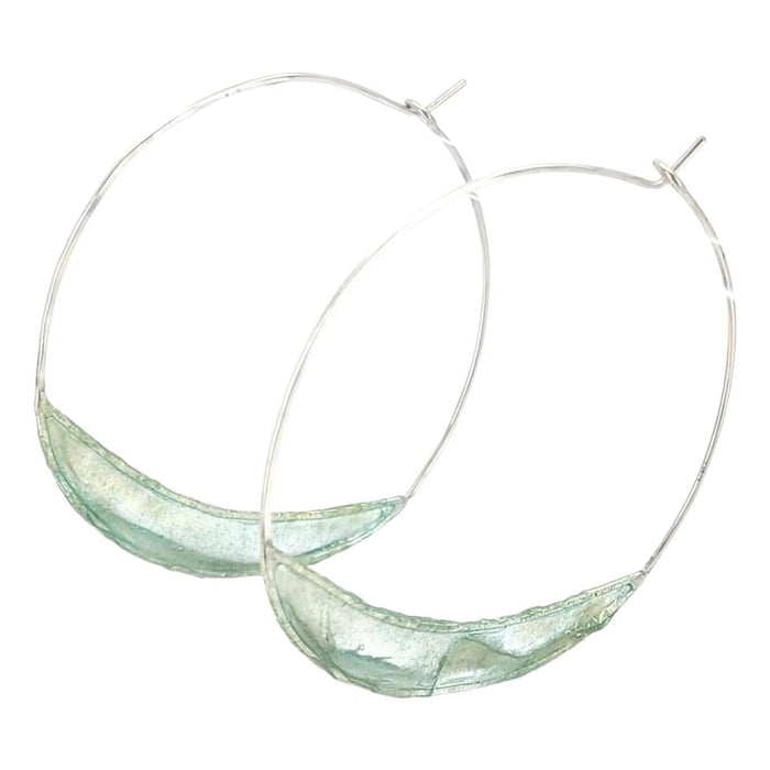Earrings - Large Paper Bridge Silver Hoops (Cerulean) by Verso