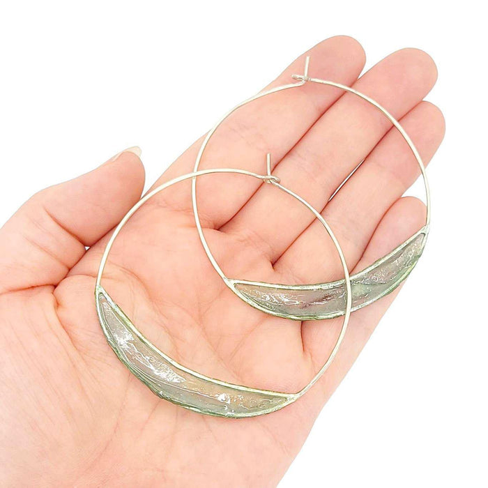 Earrings - Large Paper Bridge Silver Hoops (Cerulean) by Verso