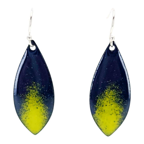 Earrings - Long Marquise (Navy Green Gradient) by Magpie Mouse Studios