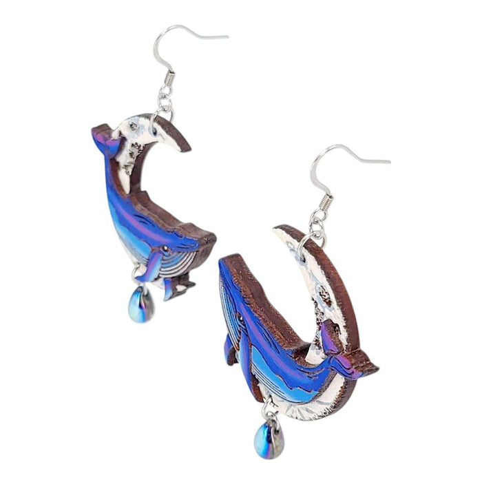 Earrings - Midnight Blue Celestial Whale (Silver French Hooks) by Fresh Cuttery