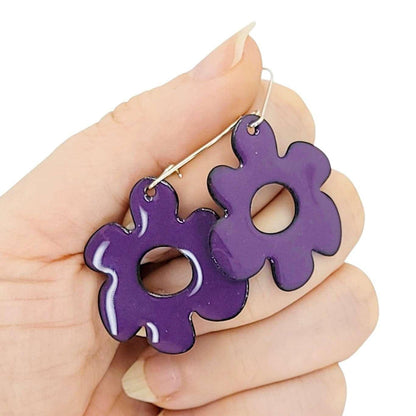 Earrings - Open Mod Flower (Solid Purple) by Magpie Mouse Studios