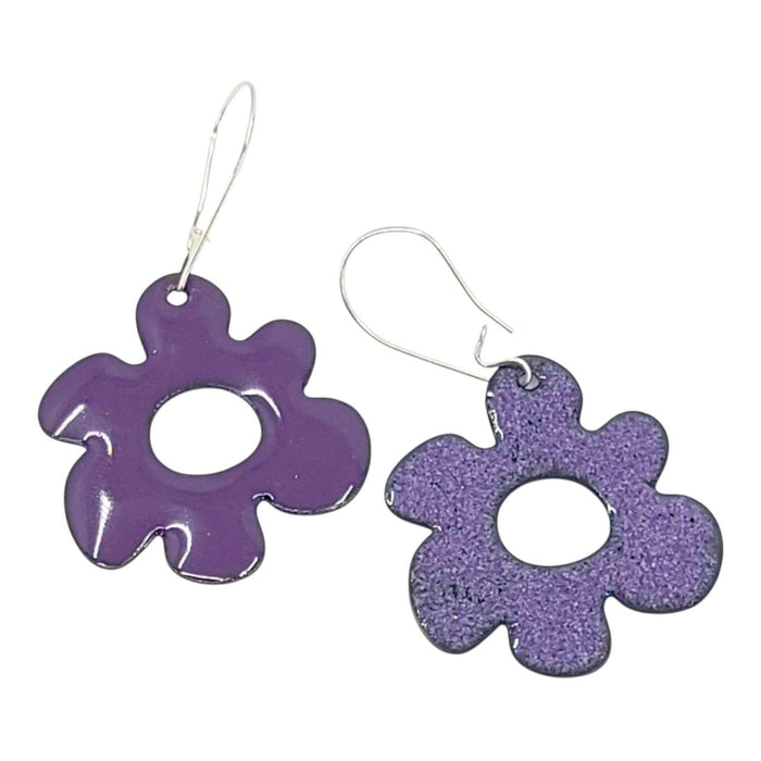 Earrings - Open Mod Flower (Solid Purple) by Magpie Mouse Studios