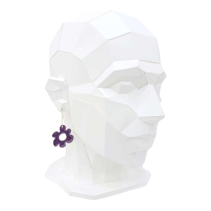 Earrings - Open Mod Flower (Solid Purple) by Magpie Mouse Studios
