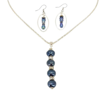 Earrings - Oval Frame Pearl Drops (Peacock) by Tiny Aloha