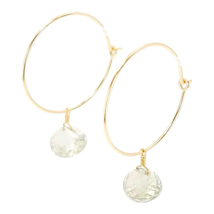 Earrings - Prasiolite Drop Hoops (14k Gold Fill) by Foamy Wader