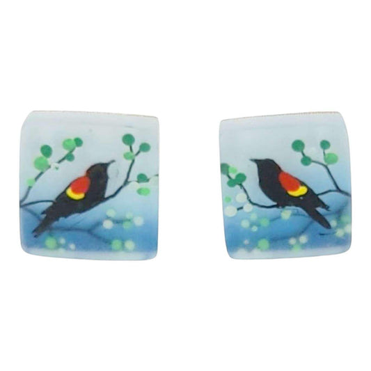 Earrings - Red Wing Blackbird Studs by Fernworks