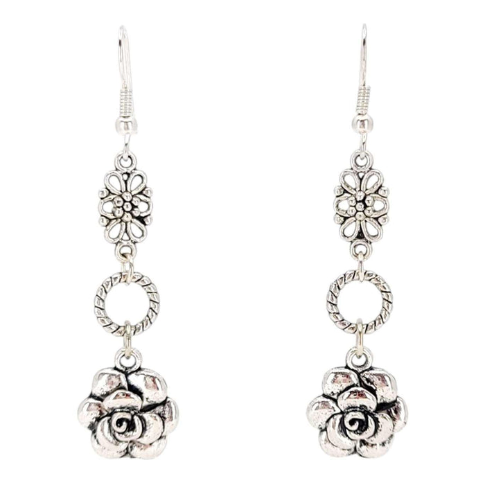 Earrings - Rose Ring Drops (Silver Plate) by Tiny Aloha