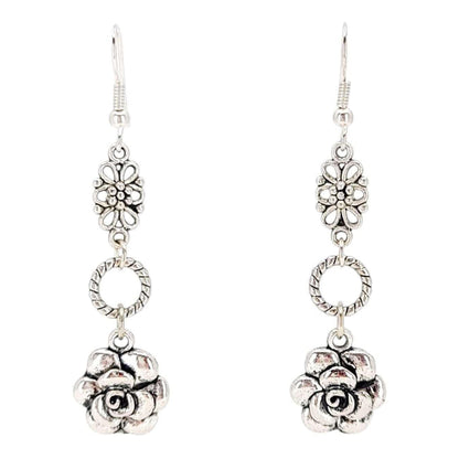 Earrings - Rose Ring Drops (Silver Plate) by Tiny Aloha