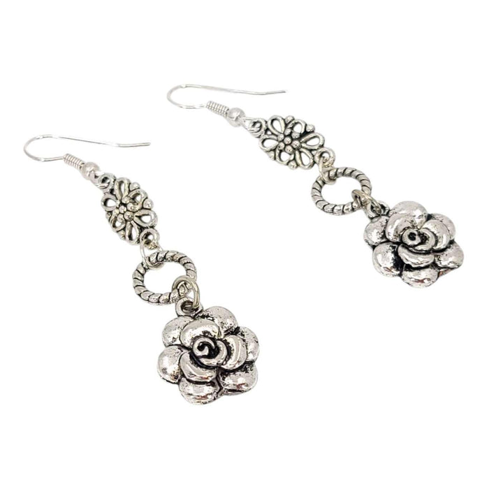 Earrings - Rose Ring Drops (Silver Plate) by Tiny Aloha