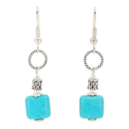 Earrings - Square Ring Drops (Howlite) by Tiny Aloha