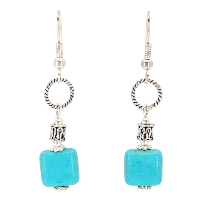 Earrings - Square Ring Drops (Howlite) by Tiny Aloha