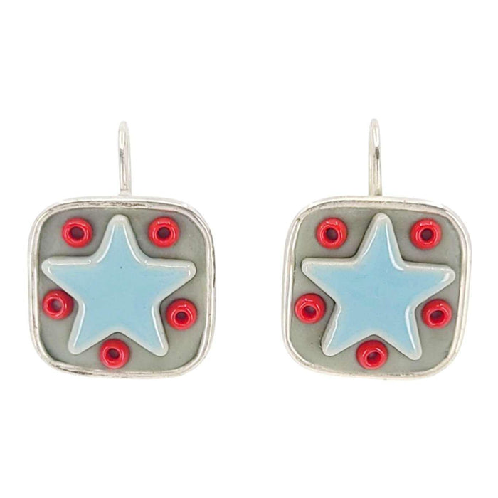 Earrings - Square Star Baby (Light Blue Stars) by XV Studios