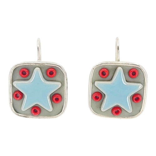 Earrings - Square Star Baby (Light Blue Stars) by XV Studios