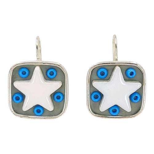 Earrings - Square Star Baby (White Stars) by XV Studios