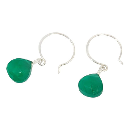 Earrings - Sterling Gemstone Drops (Green Onyx) by Foamy Wader