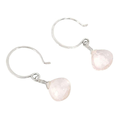 Earrings - Sterling Gemstone Drops (Rose Quartz) by Foamy Wader