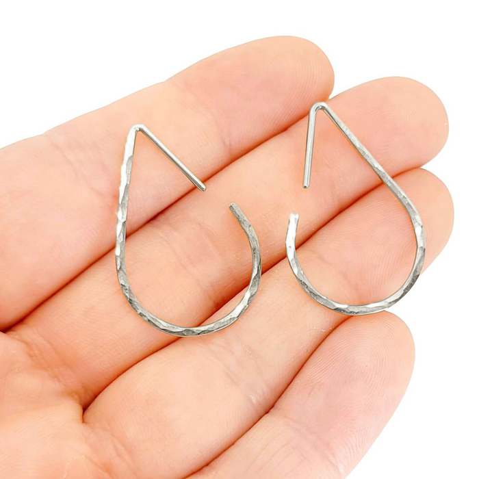 Earrings - Teardrop Hoops (Sterling Silver) by Foamy Wader