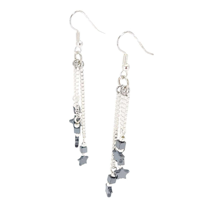 Earrings - Tiny Star Cascade Drops (Hematite) by Tiny Aloha