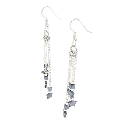 Earrings - Tiny Star Cascade Drops (Hematite) by Tiny Aloha