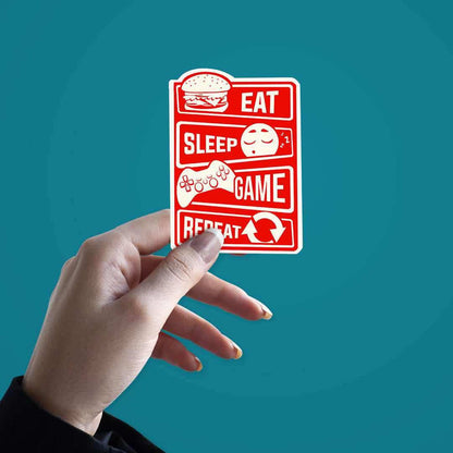 Eat Sleep Game Repeat Sticker - Stickers | STICK IT UP