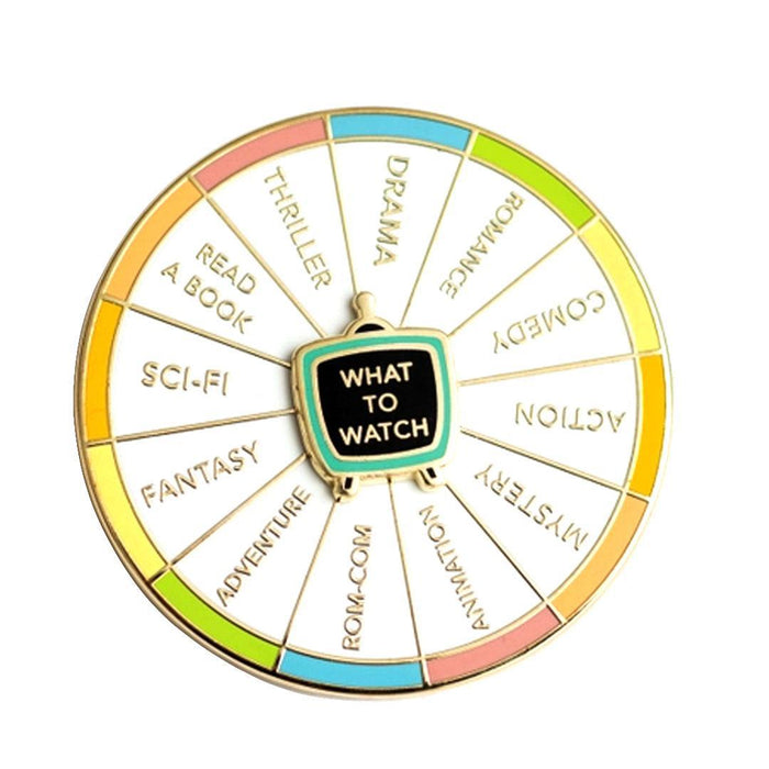 Enamel Pin - Spinning - What to WATCH  by Occasionalish