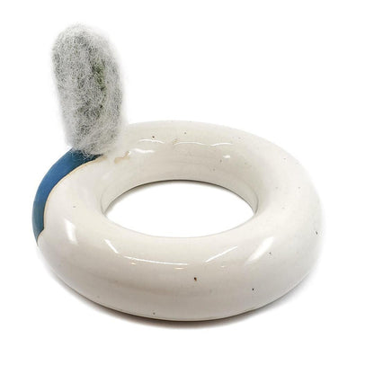 Extra Large Plush Cactus - Espostoa Melanostele in Teal Donut Pot by Hook And Wheel