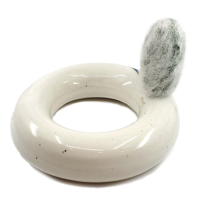 Extra Large Plush Cactus - Espostoa Melanostele in Teal Donut Pot by Hook And Wheel
