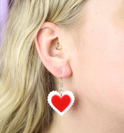 Uncle Fester Heart Apron Earrings