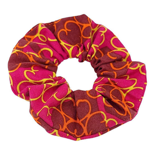 Hair Accessory - Classic Scrunchy in Pink Curlicues by imakecutestuff