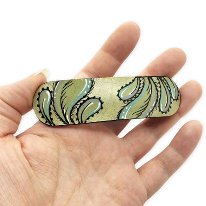 Hair Clip - Victoria Hand-painted Leather by Timmy Mays