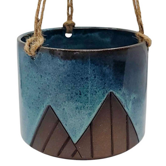 Hanging Planter - Starry Night Mountains (Large) by Less Is More Studios