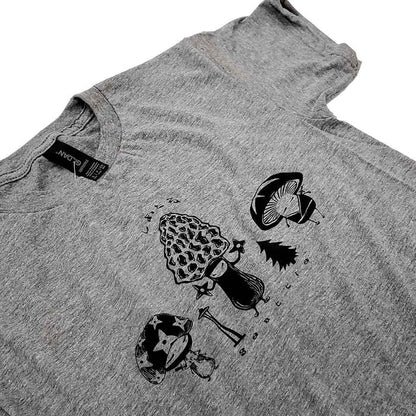 Kids Tee - Mushroom Trio on Gray Crew Neck (Youth S - XL) by Namu
