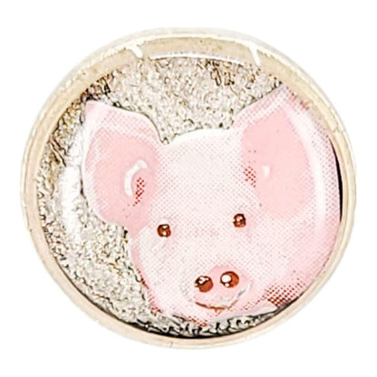 XLPPG $20 - Pink Pig on Silver - Land Animal Lapel Pin