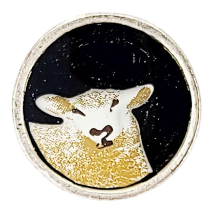 XLPSHB $20 - White Sheep on Black - Land Animal Lapel Pin