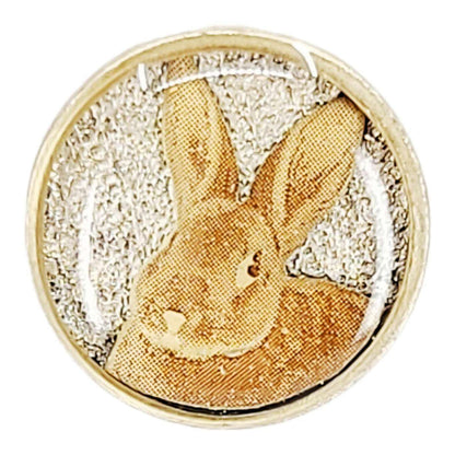 XLPBRG $20 - Brown Bunny on Silver - Land Animal Lapel Pin