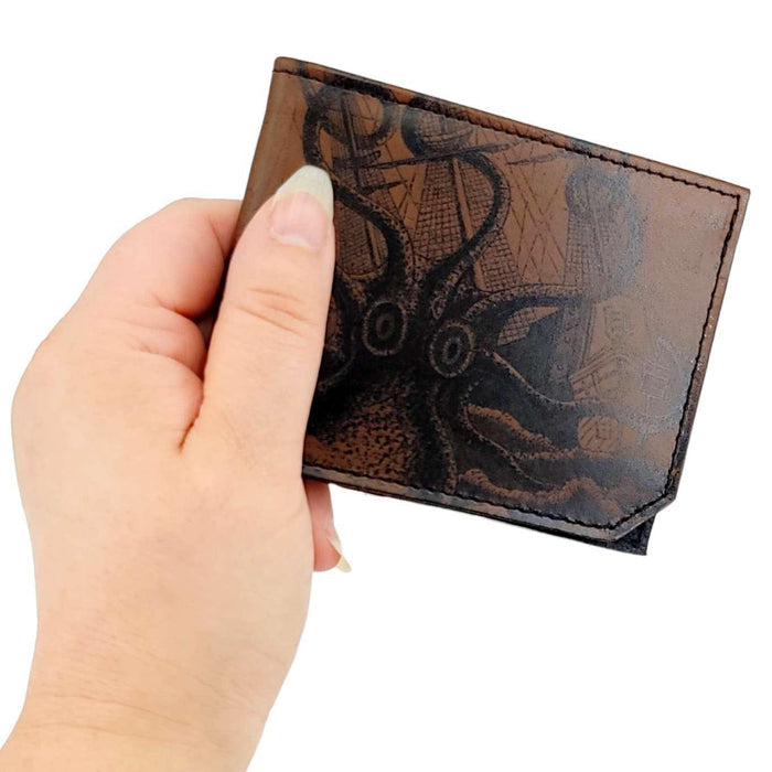 Leather Wallet - Brown Octopus Attacks by Backerton
